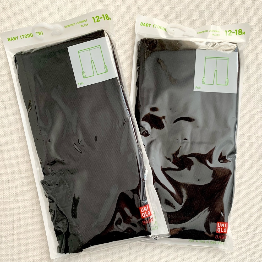 NWT 2 pairs of 12-18m Girls UNIQLO Cropped Black Leggings